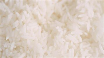 Close up of perfectly cooked fluffy white rice ready to eat. photo