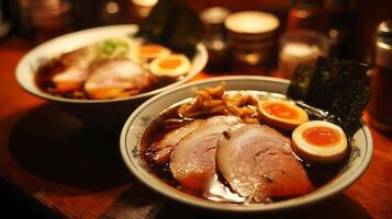 Savory Ramen Bowls with Tender Pork and Perfect Eggs photo