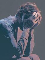 Mapping Anxiety Symptoms Around a Figure in a Soft Digital Illustration Style to Visualize Emotional Struggles Vividly photo