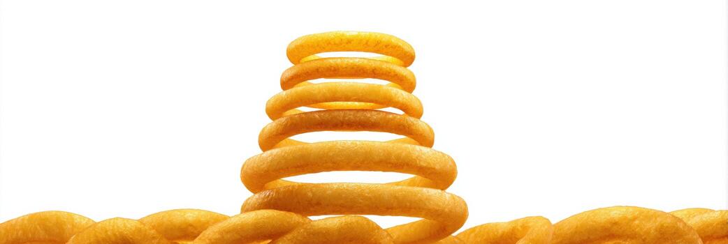 Onion Rings Creatively Arranged in a Vertical Ladder Structure With a Minimalist Design photo