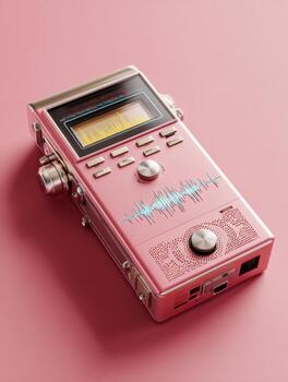 Digital Recorder Displaying Floating Waveforms While Capturing Storytelling Narratives in a Modern Setting photo
