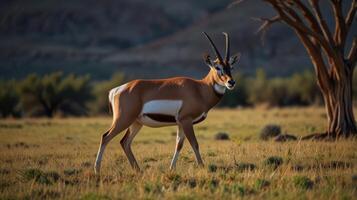 Antelope in a golden savanna landscape photo