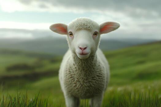 A lamb looking directly at the camera photo