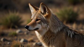 A coyote is looking to the side photo