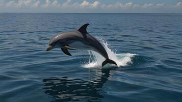 Dolphin leaping in the ocean photo