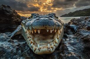 Croc at sunrise photo