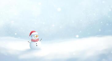 Festive snowman in a snowy landscape photo