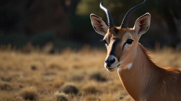 Close-up of a gazelle in a dry savanna photo