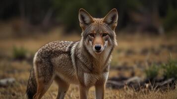 Coyote in a field photo
