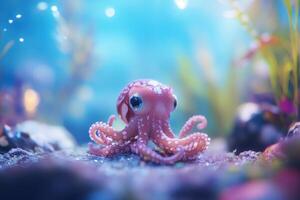 Cute little octopus in an underwater scene photo