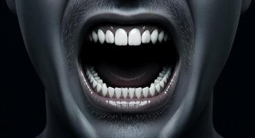 A man with his mouth open and teeth showing photo