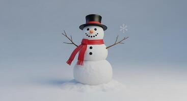 A snowman with a top hat and scarf photo