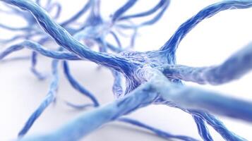 Exploration of Abstract Tangled Nerves in Blue Tones Illustrating a Medical Concept on a White Background photo