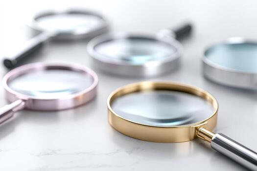 Different models of illuminated magnifiers displayed brightly on a clean white surface for easy viewing and comparison photo