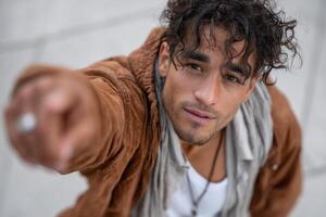 Adventurous stunt performer confidently tackling challenges in urban environment with dynamic energy photo