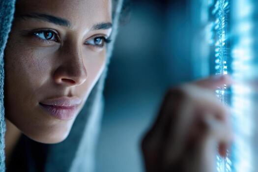 visionario cibernético desarrollando avanzado algoritmos para futuro tecnologías foto