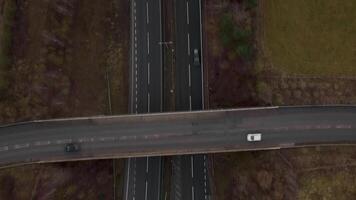 Drone footage capturing traffic congestion and flowing transport England video