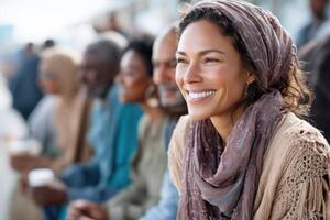 Gathering of diverse individuals sharing stories of faith inspired by Prophet Ibrahim photo