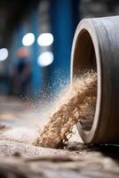Transforming raw materials into sewer systems in a vibrant production environment photo