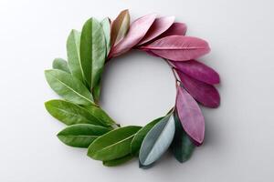 Vibrant laurel wreath with empty center for personalized messages ideal for celebrations or decor photo