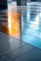 Bright and spacious reflective surface creating an airy atmosphere with vibrant colors in the middle photo
