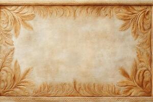 Ornate antique tapestry displaying intricate patterns with ample copy space in the center inviting creativity photo