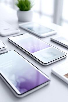 Mobile application development showcased through close-up visuals of innovative app interfaces in bright spaces photo