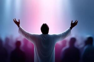 Jesus appearing to his disciples in a vibrant space filled with joy and emotions photo