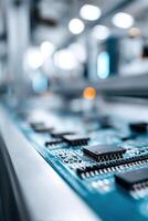 Close-up view of raw materials for laptop assembly in a production area during daylight photo