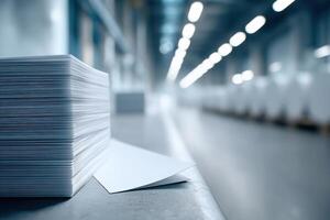 Finished atlases stacked neatly in a modern production area with branding space available photo