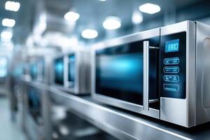 Showcasing modern microwave production in a spacious facility designed for efficiency and branding photo