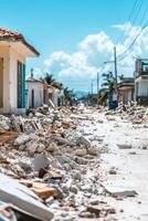 Community unites to rebuild homes and support each other after devastating earthquake in a vibrant neighborhood photo