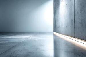 Elegant and polished concrete surface reflecting light in a modern interior space photo