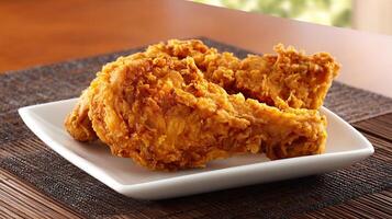 Chicken on a plate with soft diffused lighting, Chicken fried wallpaper photo