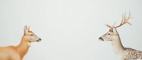 Meeting of two deer in a serene environment photo