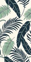 Tropical Palm Fronds - Vibrant greens and deep shadows with overlapping banana leaves, matte surface vector