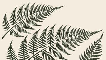 Fern Silhouette Overlay - Monochrome green ferns over muted beige, soft matte surface vector