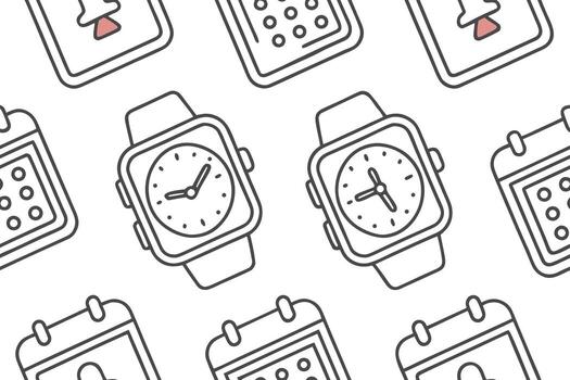 Watch face showing incoming call, message, calendar alert with animated icons. Clean and minimal style. vector