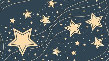 Scattered stars with varying opacity and size, light gold on dark blue, dreamlike background vector