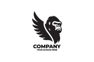 Black White Flying Ape Logo vector