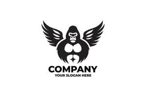 Minimalist Gorilla With Wings vector