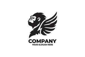 Flying Gorilla Monochrome Logo vector