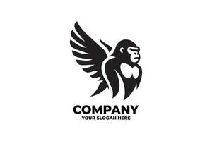 Flat Gorilla Wings Emblem vector