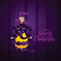 Happy ganesh chaturthi background with elephant and text vector