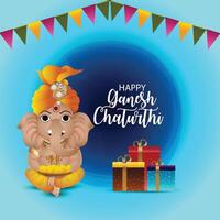 Ganesh Chaturthi celebration with gifts vector