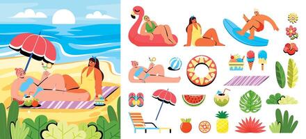 Friends enjoying a summer beach day vector