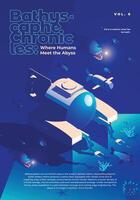 Bathyscaphe in the deep ocean vector