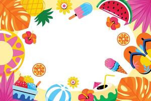 Tropical summer background with fruits and treats vector