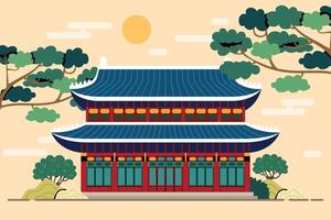 Asian architectural design with trees vector