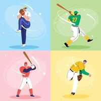 Illustrations of baseball players in action vector